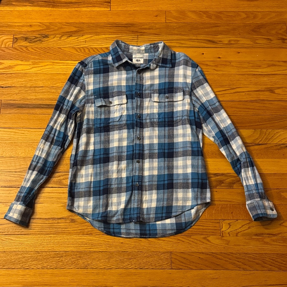 ✨2/$20 Men’s Old Navy Flannel Shirt Medium Blue/White Plaid